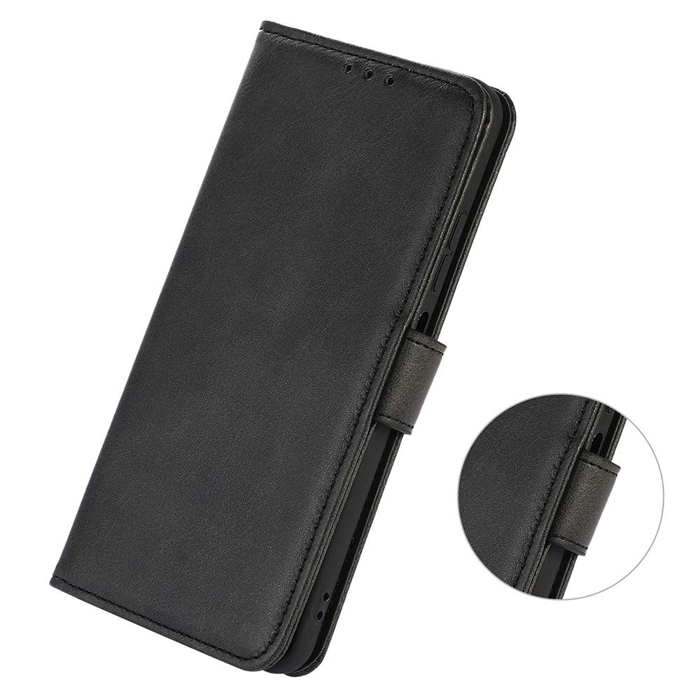 PU Leather Phone Case for Xiaomi Redmi 12 4G , Cowhide Texture Wallet Cover with Stand