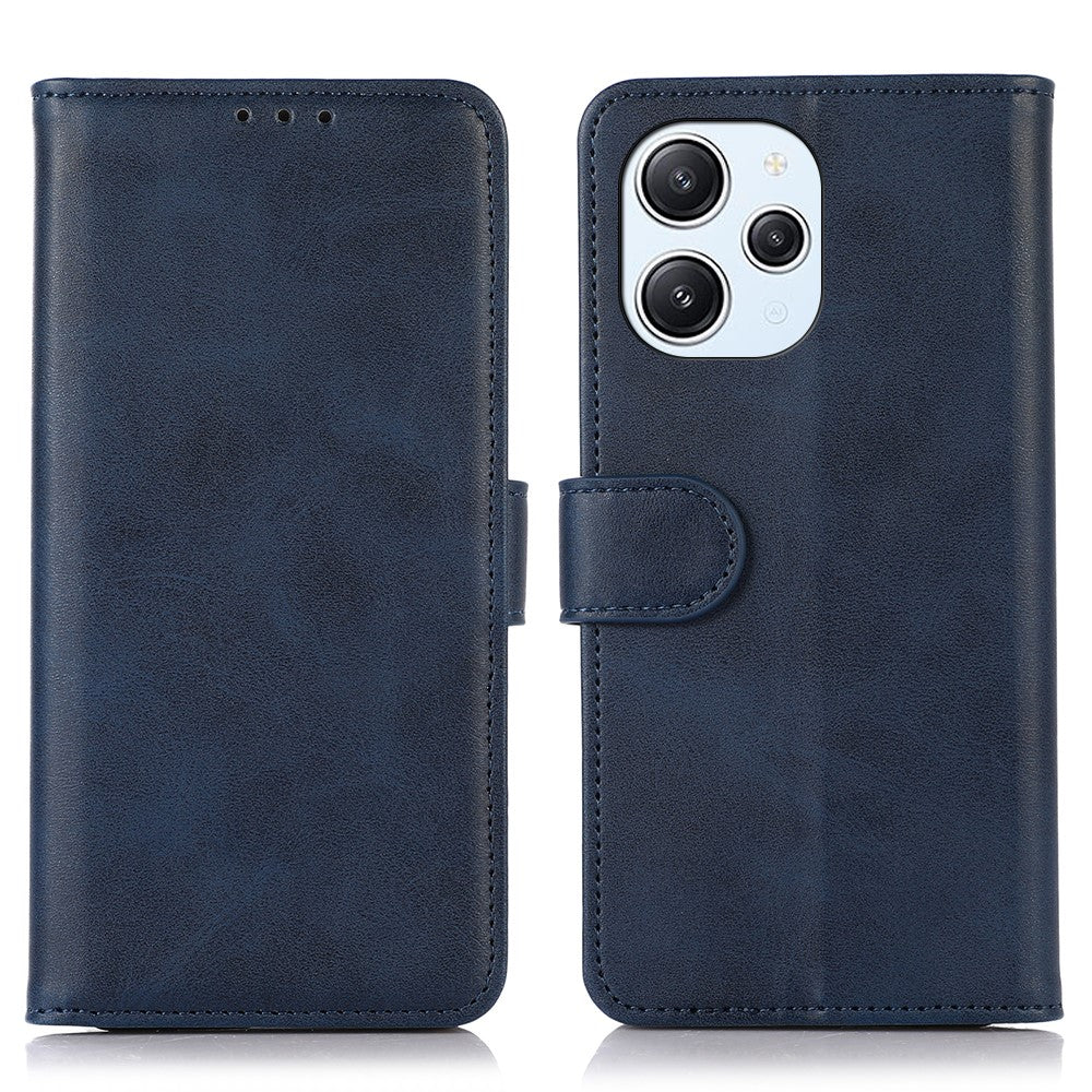 PU Leather Phone Case for Xiaomi Redmi 12 4G , Cowhide Texture Wallet Cover with Stand