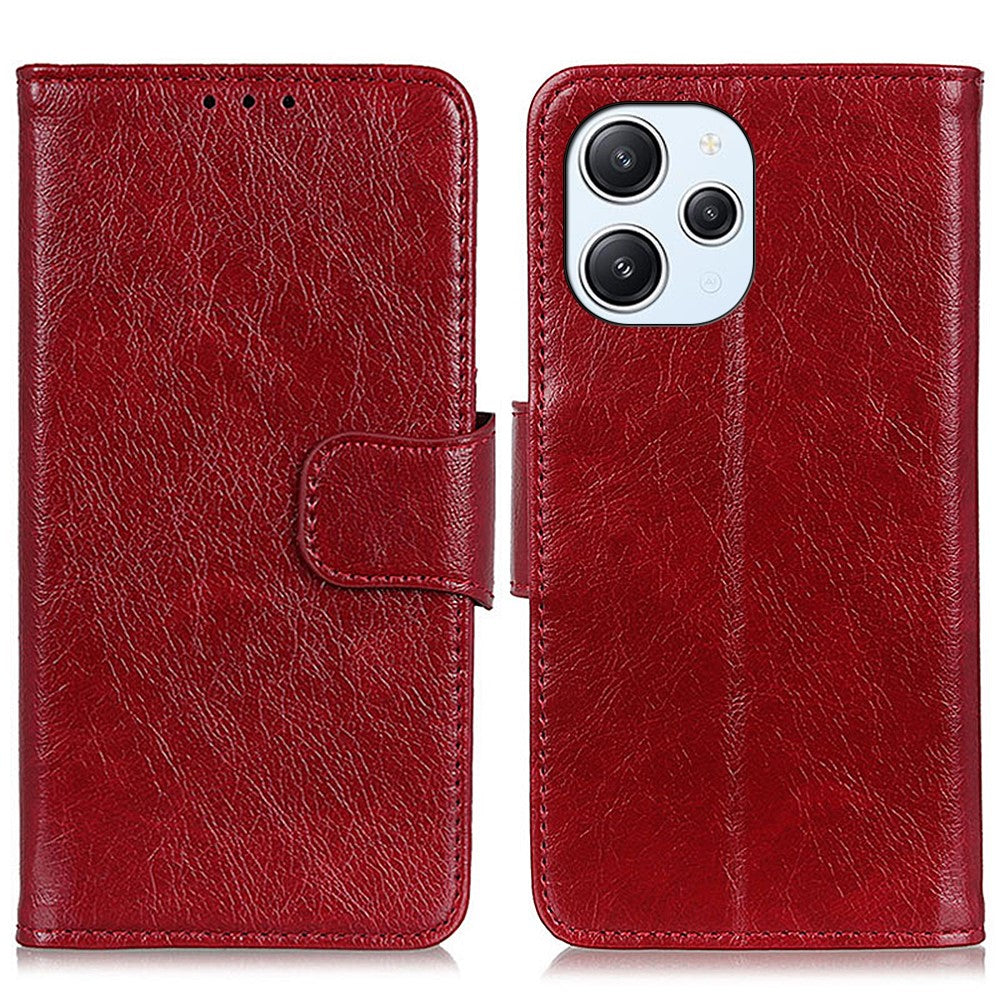 For Xiaomi Redmi 12 4G Nappa Texture Phone Case Split Leather Wallet Stand Anti-fall Cover