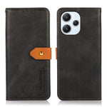 KHAZNEH For Xiaomi Redmi 12 4G Cowhide Texture PU Leather Wallet Shell Anti-drop Phone Stand Cover