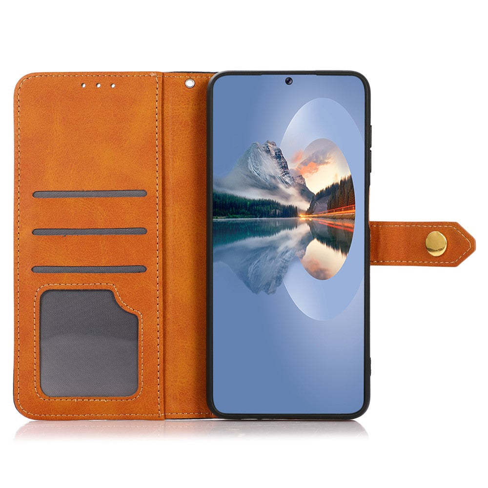 KHAZNEH For Xiaomi Redmi 12 4G Cowhide Texture PU Leather Wallet Shell Anti-drop Phone Stand Cover