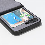 ABEEL För Samsung Galaxy Z Flip5 5G PU-läderbelagt PC-skal med gångjärnsdesign, glitter, mobilskal
