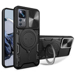 Xiaomi 12T 5G / 12T Pro 5G / Redmi K50 Ultra PC+TPU Ringstödsskydd Skjutbart Linsskydd mobilskal