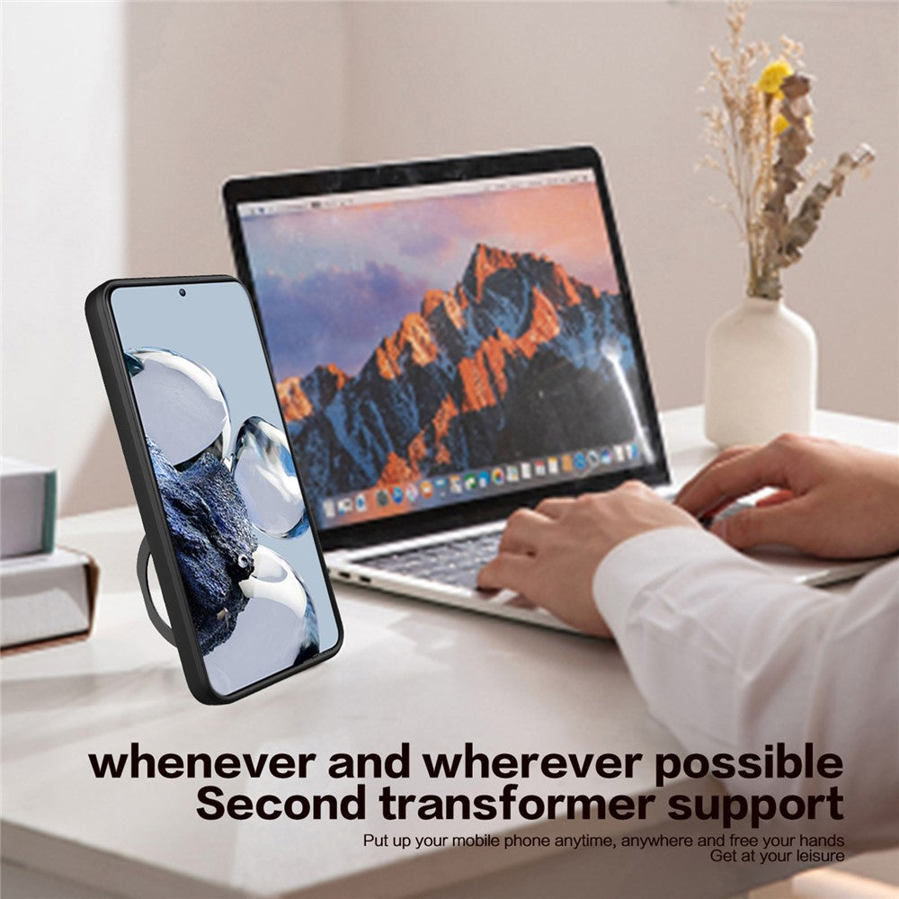 Xiaomi 12T 5G / 12T Pro 5G / Redmi K50 Ultra mobilcover i PC+TPU med ringstøtte og skydebart objektivdæksel