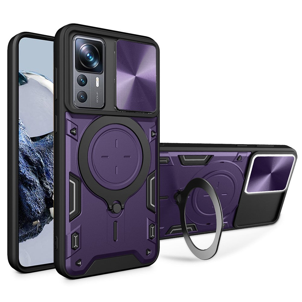 Xiaomi 12T 5G / 12T Pro 5G / Redmi K50 Ultra PC+TPU Ringstödsskydd Skjutbart Linsskydd mobilskal