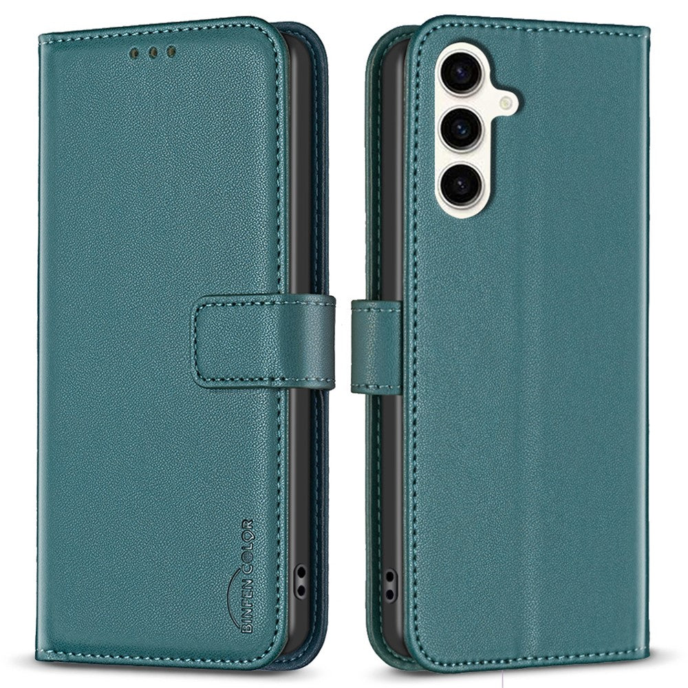 BINFEN COLOR BF17 For Samsung Galaxy S23 FE Phone Cover Drop-proof PU Leather Stand Wallet Case