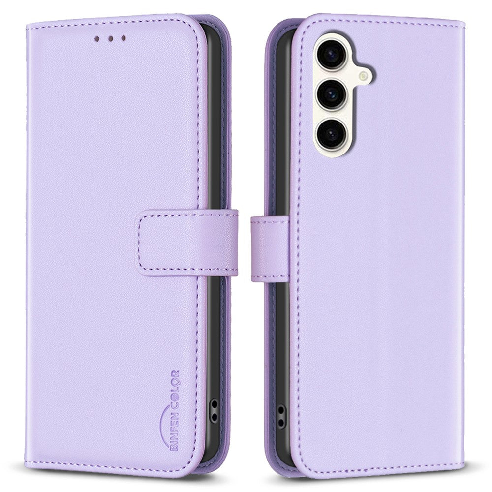 BINFEN COLOR BF17 For Samsung Galaxy S23 FE Phone Cover Drop-proof PU Leather Stand Wallet Case