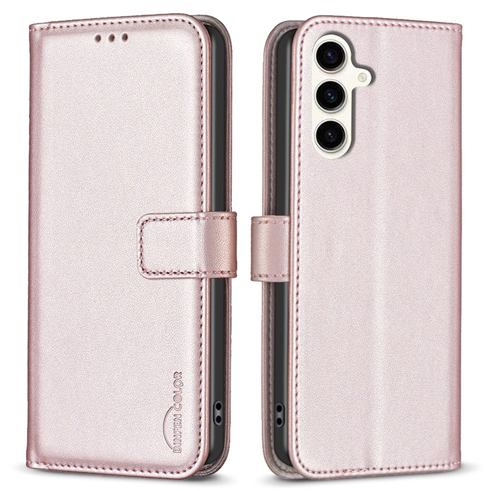 BINFEN COLOR BF17 For Samsung Galaxy S23 FE Phone Cover Drop-proof PU Leather Stand Wallet Case