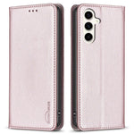 BINFEN COLOR BF18 For Samsung Galaxy S23 FE Auto-absorbed Magnetic Leather Cover Card Holder Phone Case