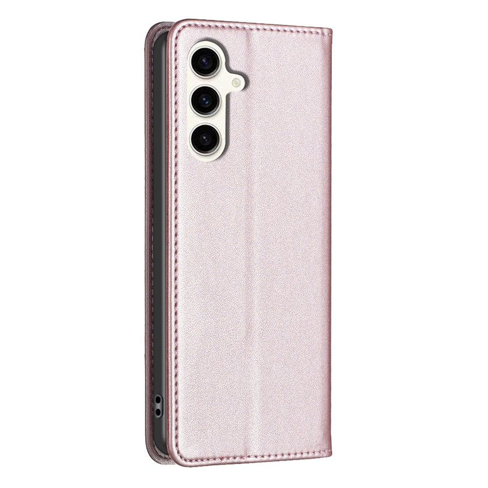 BINFEN COLOR BF18 For Samsung Galaxy S23 FE Auto-absorbed Magnetic Leather Cover Card Holder Phone Case