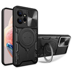 For Xiaomi Redmi Note 12 4G Slide Camera Guard Phone Case PC+TPU Cover with Rotating Kickstand