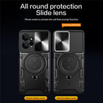 For Xiaomi Redmi Note 12 4G Slide Camera Guard Phone Case PC+TPU Cover with Rotating Kickstand