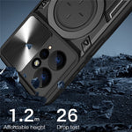 For Xiaomi Redmi Note 12 4G Slide Camera Guard Phone Case PC+TPU Cover with Rotating Kickstand