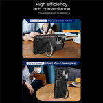 For Xiaomi Redmi Note 12 4G Slide Camera Guard Phone Case PC+TPU Cover with Rotating Kickstand