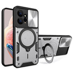 For Xiaomi Redmi Note 12 4G Slide Camera Guard Phone Case PC+TPU Cover with Rotating Kickstand