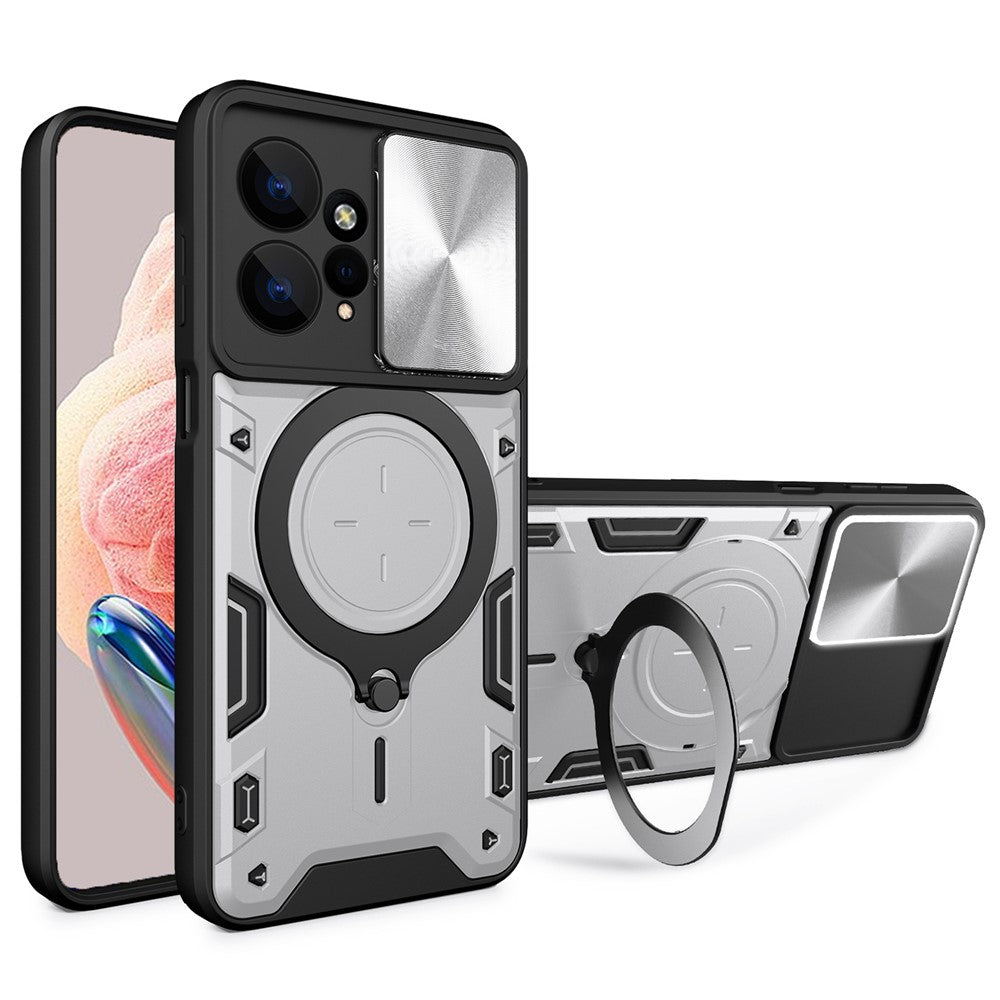 Xiaomi Redmi Note 12 4G Slide Camera Guard mobilskal PC+TPU-skydd med roterande stöd