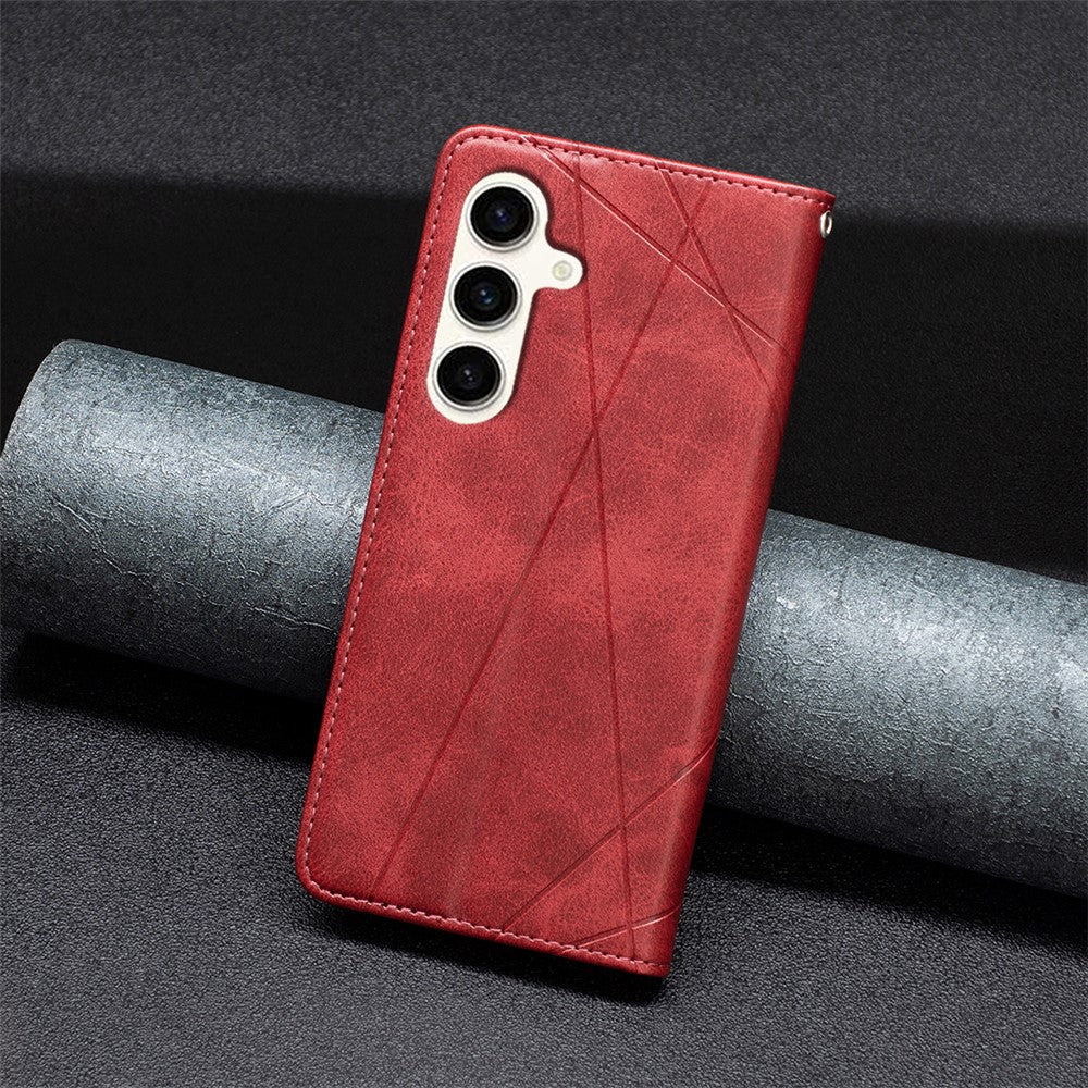 For Samsung Galaxy S23 FE Imprinted Line Cell Phone Case Card Holder Leather Stand Cover