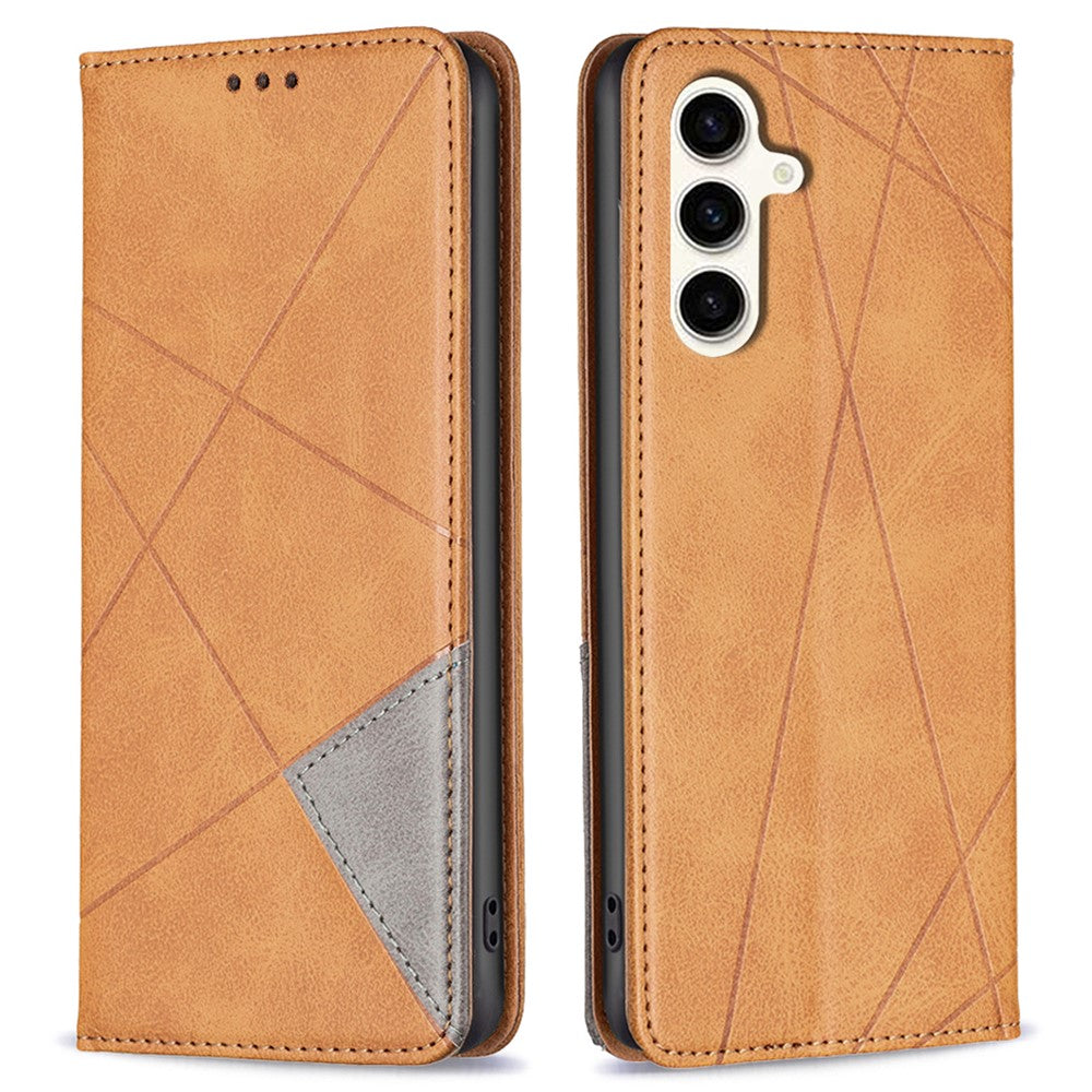 For Samsung Galaxy S23 FE Imprinted Line Cell Phone Case Card Holder Leather Stand Cover