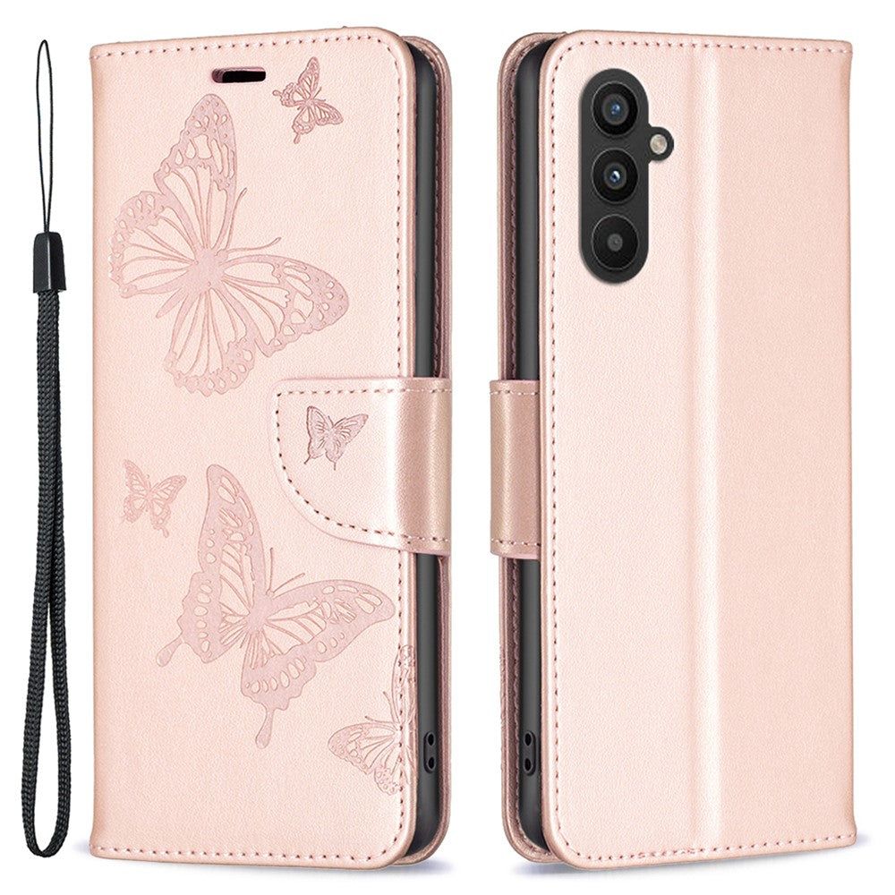 Til Samsung Galaxy A25 5G (Global) (161,0 x 76,5 x 8,3 mm) Stand Wallet Lædertelefoncover med Rem