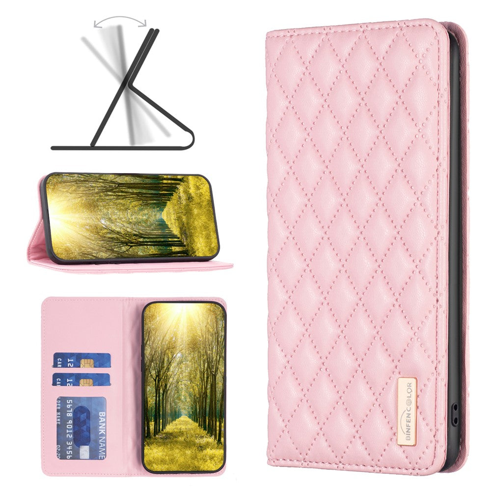 BINFEN COLOR BF Style-16 til Samsung Galaxy A25 5G (Global) (161,0 x 76,5 x 8,3 mm), støvtæt sammenklappeligt PU-lædercover med stativ, kortplads og mobilcover