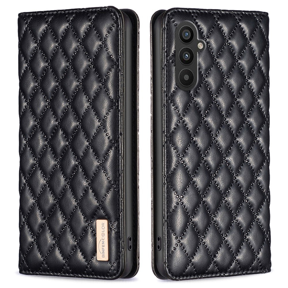 BINFEN COLOR BF Style-16 til Samsung Galaxy A25 5G (Global) (161,0 x 76,5 x 8,3 mm), støvtæt sammenklappeligt PU-lædercover med stativ, kortplads og mobilcover