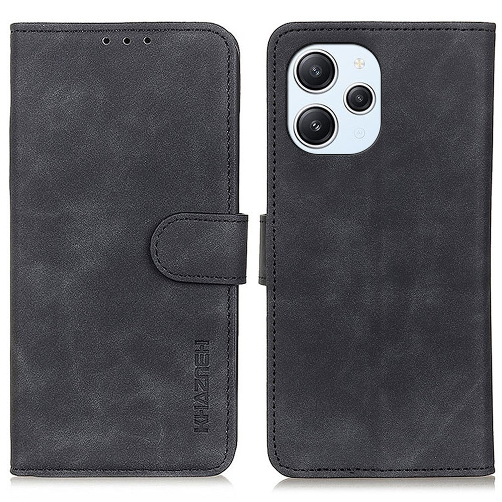KHAZNEH For Xiaomi Redmi 12 4G Retro Texture Phone Shell PU Leather Full Protection Phone Case Stand Wallet Cover