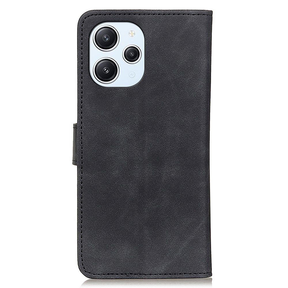 KHAZNEH For Xiaomi Redmi 12 4G Retro Texture Phone Shell PU Leather Full Protection Phone Case Stand Wallet Cover