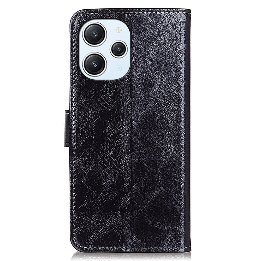 Dustproof Cover for Xiaomi Redmi 12 4G , Wallet Stand Retro Crazy Horse Texture Case PU Leather Phone Cover