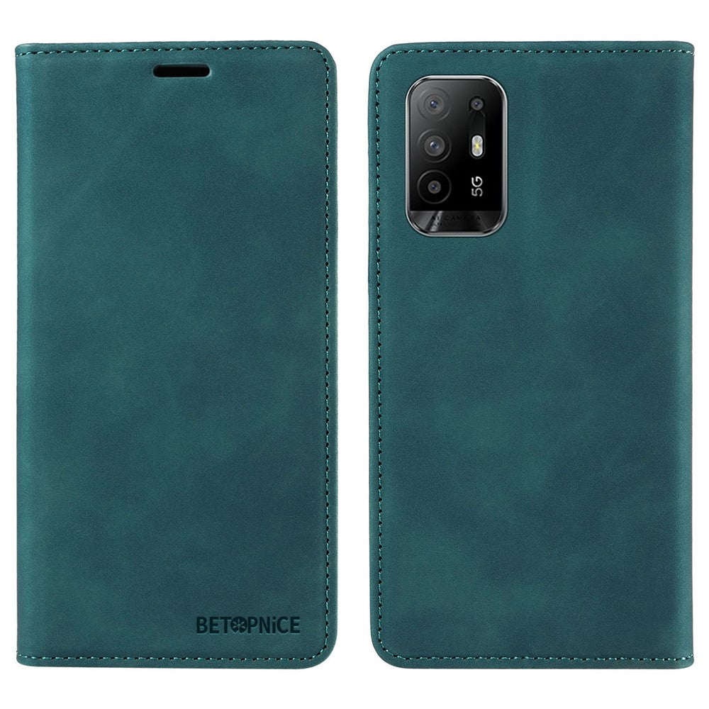 BETOPNICE 003 til Oppo A94 5G / Reno5 Z / F19 Pro+ 5G / A95 5G / Reno6 Z Flip Stand Læder Telefonetui RFID Blokerende Pung Cover