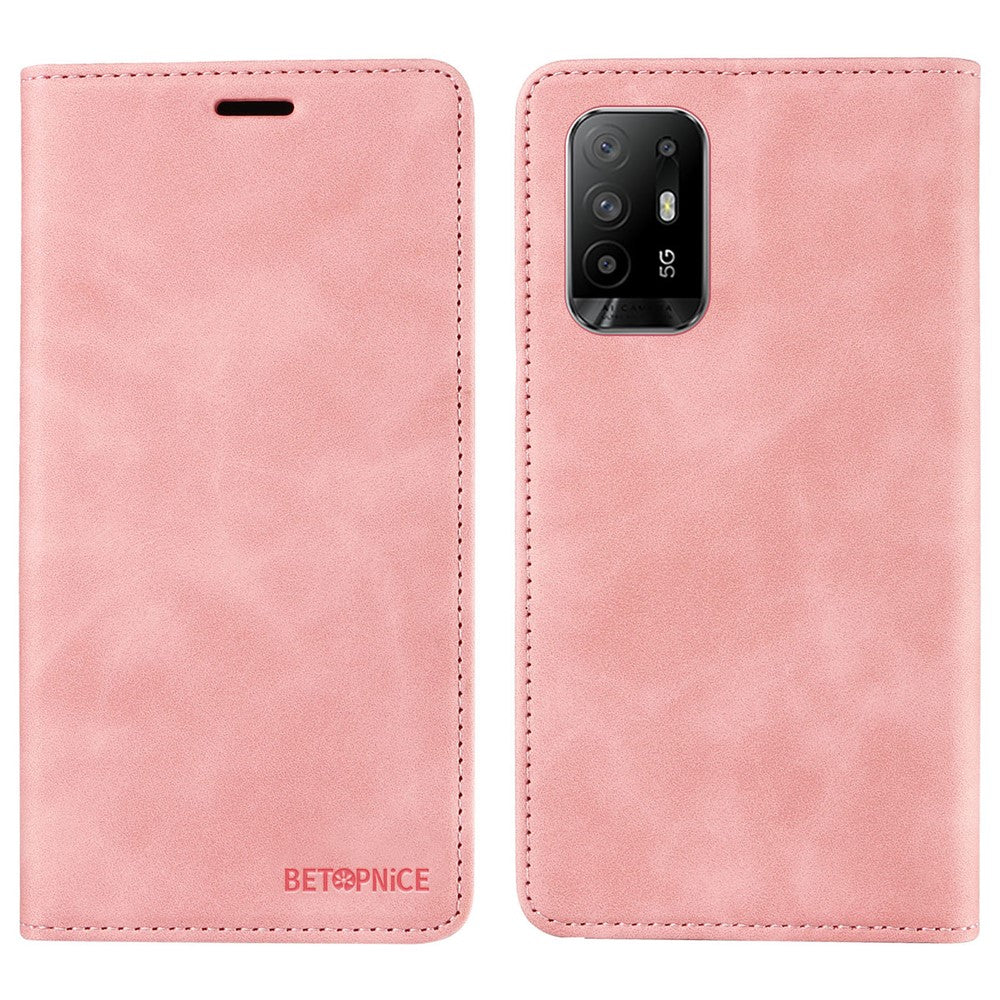 BETOPNICE 003 För Oppo A94 5G / Reno5 Z / F19 Pro+ 5G / A95 5G / Reno6 Z Flip Stand Lädermobilskal RFID-blockerande plånboksfodral