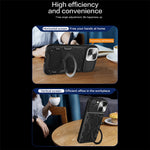 For iPhone 15 Rotating Kickstand PC+TPU Cover Slide Camera Shield Anti-scratch Phone Case