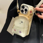 For iPhone 12 Pro Max 6.7 inch PU Leather Mini Schoolbag TPU Phone Case Anti-drop Cover with Shoulder Strap