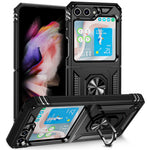 TPU+PC Phone Case for Samsung Galaxy Z Flip5 5G Ring Kickstand Anti-fall Cover with Car Mount Metal Sheet