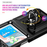 TPU+PC Phone Case for Samsung Galaxy Z Flip5 5G Ring Kickstand Anti-fall Cover with Car Mount Metal Sheet