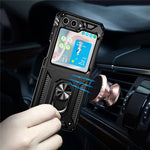 TPU+PC Phone Case for Samsung Galaxy Z Flip5 5G Ring Kickstand Anti-fall Cover with Car Mount Metal Sheet