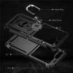 TPU+PC Phone Case for Samsung Galaxy Z Flip5 5G Ring Kickstand Anti-fall Cover with Car Mount Metal Sheet