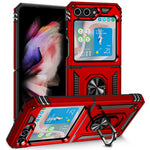 TPU+PC Phone Case for Samsung Galaxy Z Flip5 5G Ring Kickstand Anti-fall Cover with Car Mount Metal Sheet
