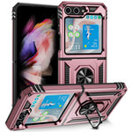 TPU+PC Phone Case for Samsung Galaxy Z Flip5 5G Ring Kickstand Anti-fall Cover with Car Mount Metal Sheet