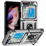TPU+PC Phone Case for Samsung Galaxy Z Flip5 5G Ring Kickstand Anti-fall Cover with Car Mount Metal Sheet