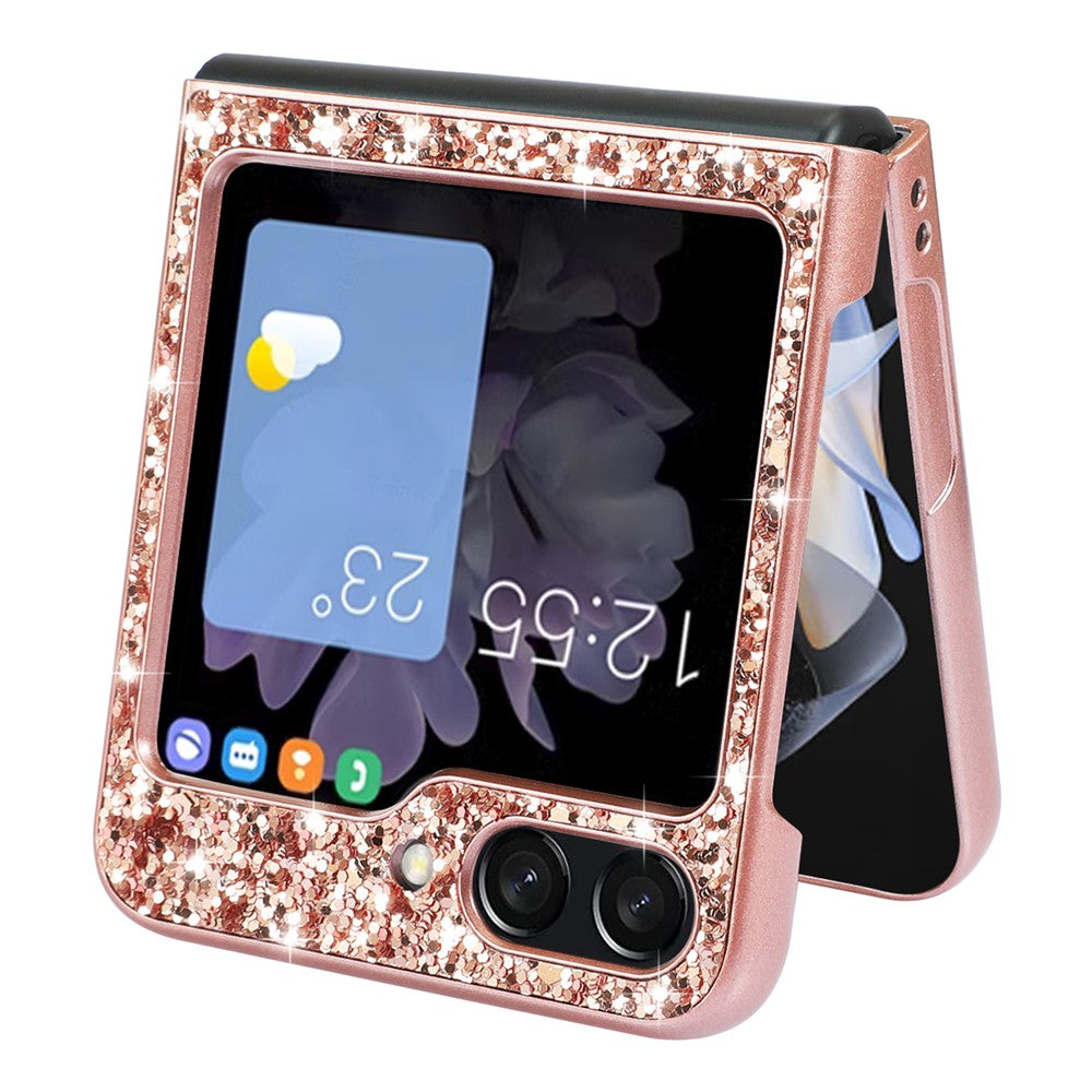For Samsung Galaxy Z Flip5 5G Glitter Sequins Bling Case TPU Frame Back PC Electroplating Phone Cover