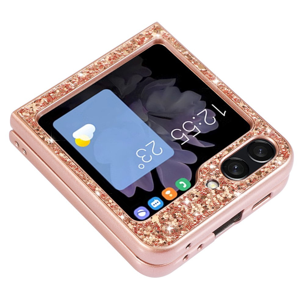 For Samsung Galaxy Z Flip5 5G Glitter Sequins Bling Case TPU Frame Back PC Electroplating Phone Cover