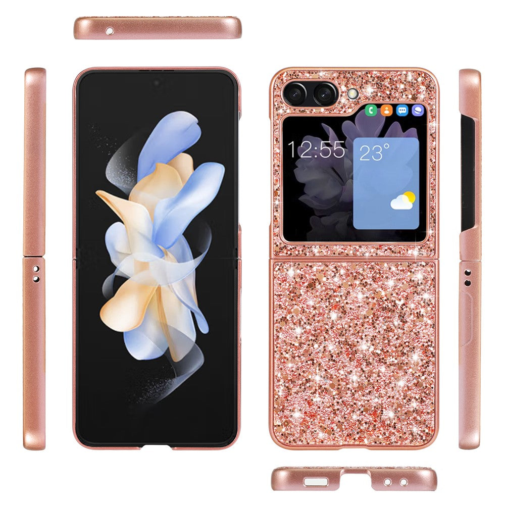 For Samsung Galaxy Z Flip5 5G Glitter Sequins Bling Case TPU Frame Back PC Electroplating Phone Cover