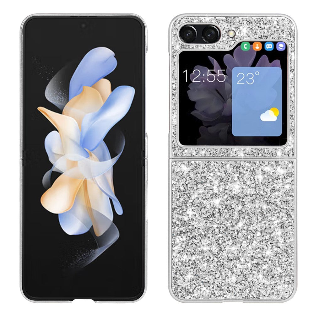 For Samsung Galaxy Z Flip5 5G Glitter Sequins Bling Case TPU Frame Back PC Electroplating Phone Cover