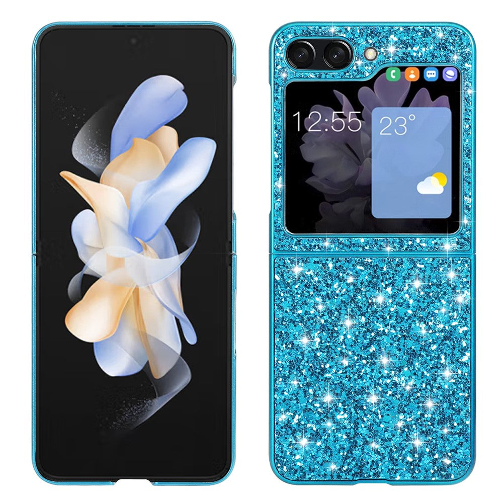 For Samsung Galaxy Z Flip5 5G Glitter Sequins Bling Case TPU Frame Back PC Electroplating Phone Cover