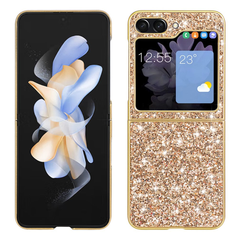For Samsung Galaxy Z Flip5 5G Glitter Sequins Bling Case TPU Frame Back PC Electroplating Phone Cover