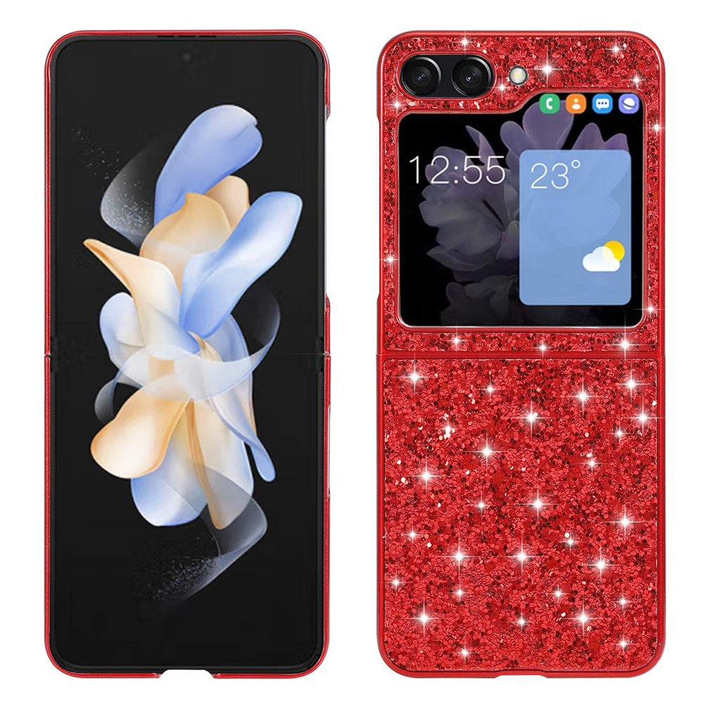 For Samsung Galaxy Z Flip5 5G Glitter Sequins Bling Case TPU Frame Back PC Electroplating Phone Cover