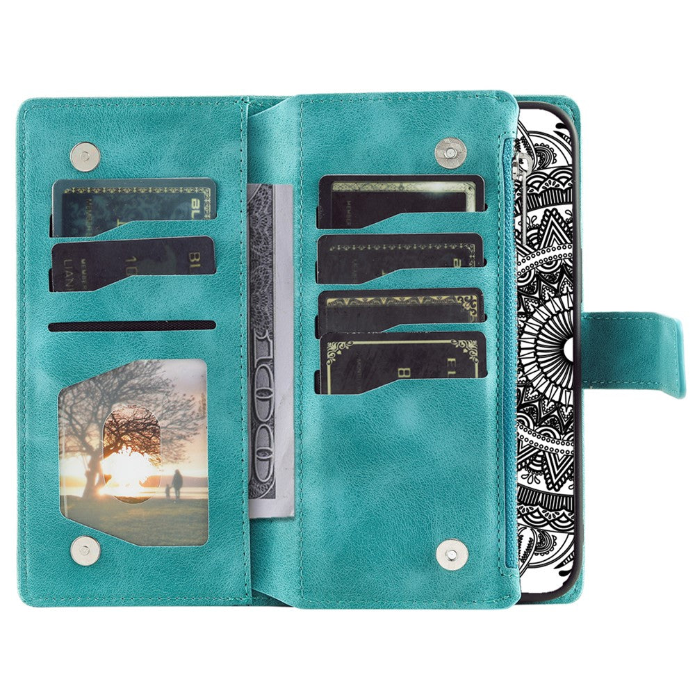 For Samsung Galaxy A25 5G (Global) (161.0 x 76.5 x 8.3mm) Wallet Zipper Leather Stand Flip Cover with Strap