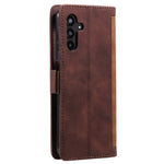 For Samsung Galaxy S23 FE Stand Wallet Flip Cover PU Leather Retro Case Color Splicing Shell with Wrist Strap