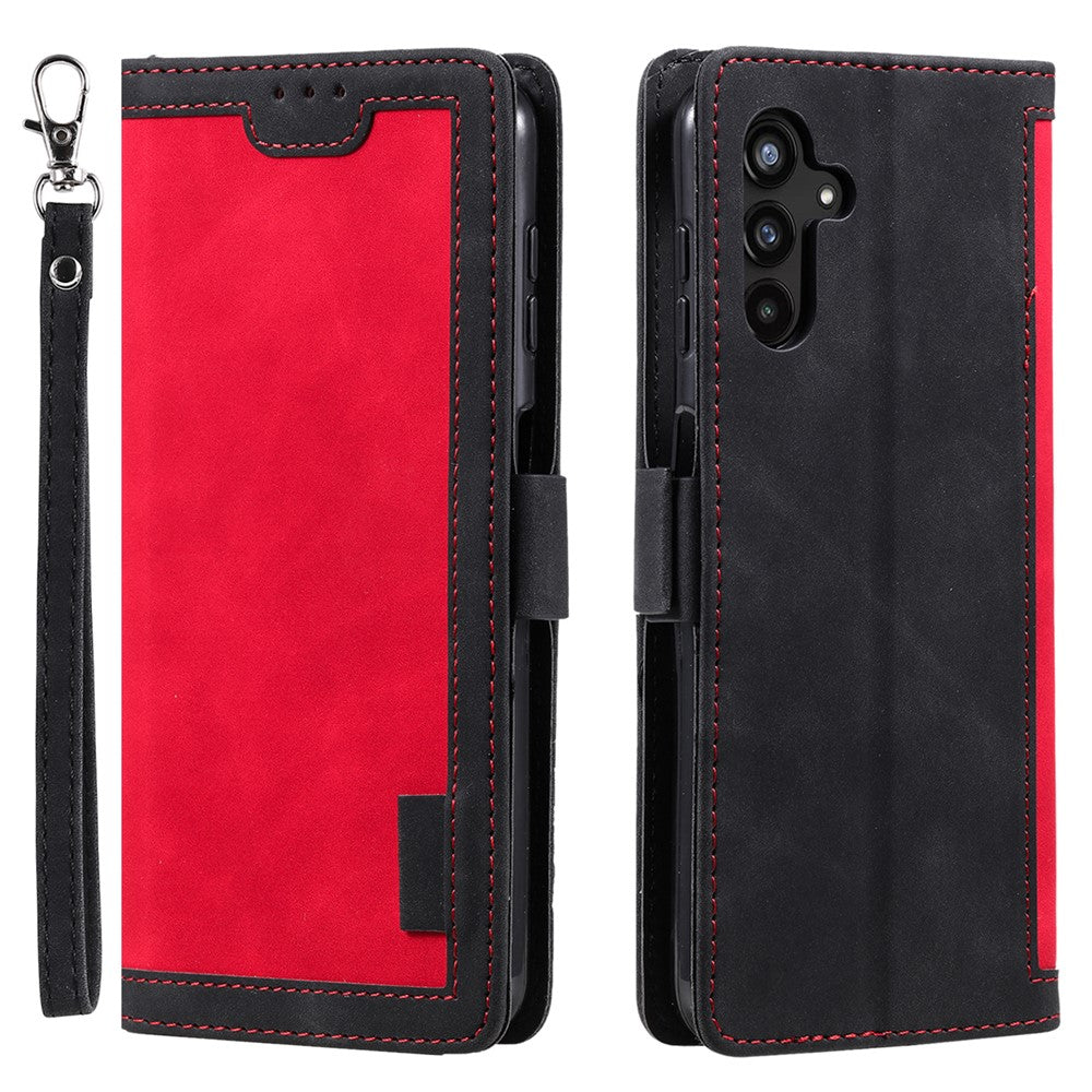For Samsung Galaxy S23 FE Stand Wallet Flip Cover PU Leather Retro Case Color Splicing Shell with Wrist Strap