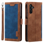For Samsung Galaxy S23 FE Stand Wallet Flip Cover PU Leather Retro Case Color Splicing Shell with Wrist Strap